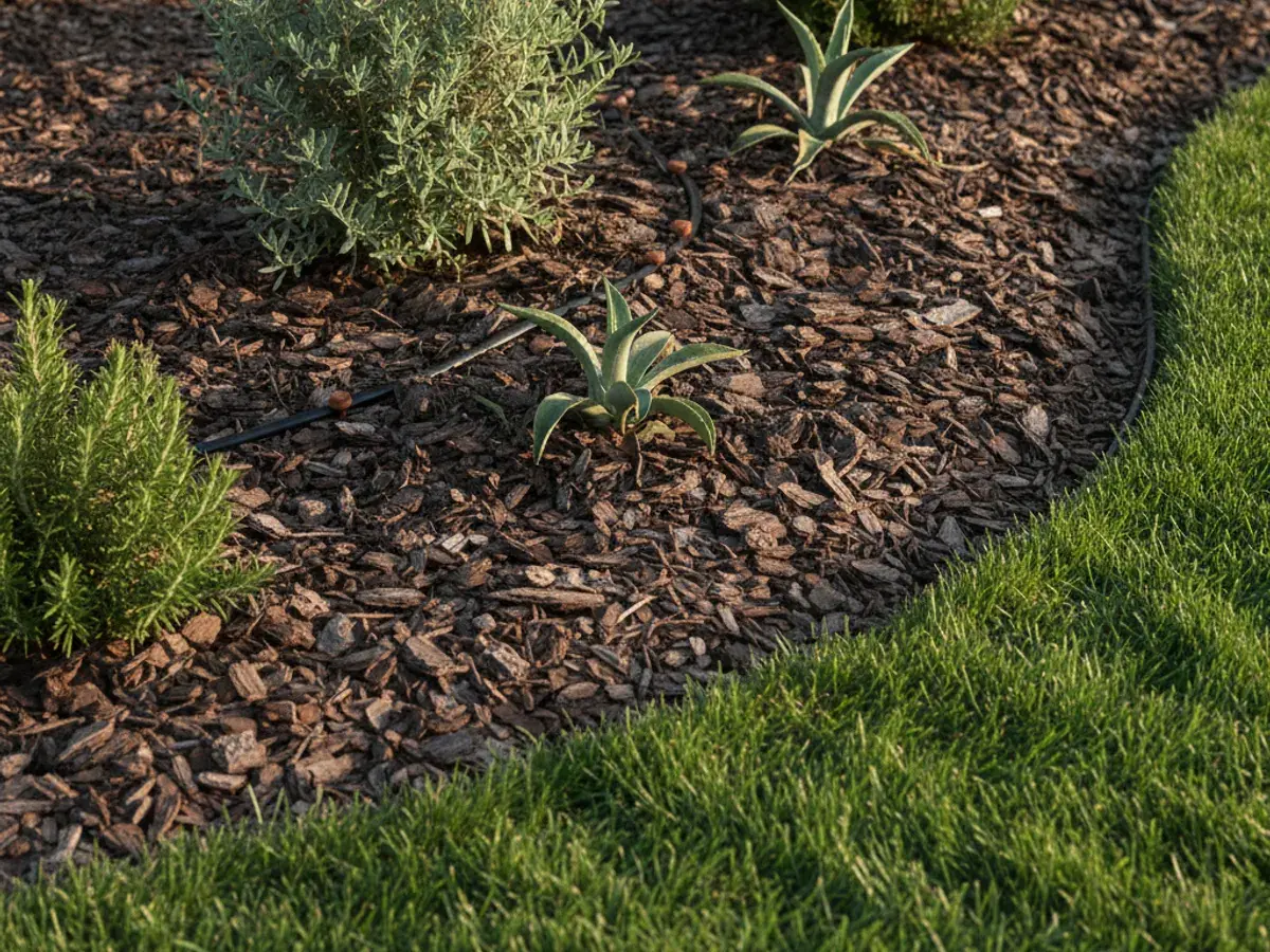 Mulching detail work by a licensed landscaper in Mission Valley, CA